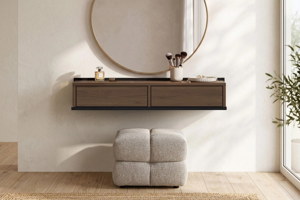 Závesná toaletka Zenar 100 cm so zásuvkami - elegantný orech / čierny