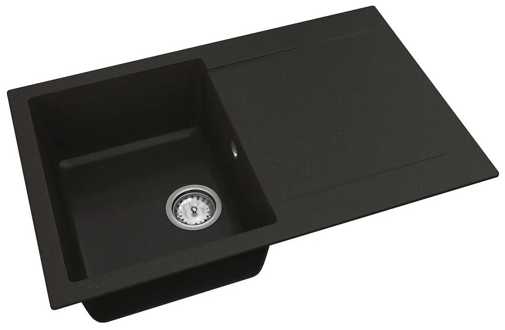Granitový kuchynský drez so sifónom Odi ONB 02-78 76,5x48 cm - čierna