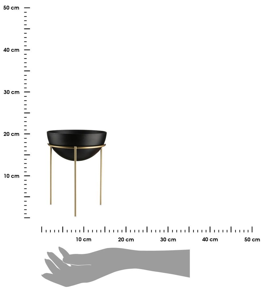 KOVOVÝ KVETINÁČ SO STOJANOM LOFT 20X15 CM ČIERNA/ZLATÁ