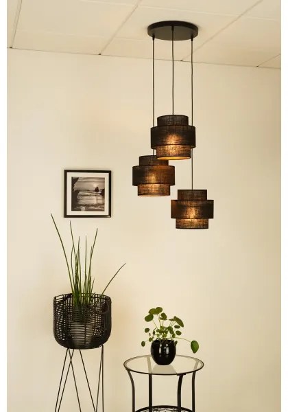 Brilagi - Luster na lanku SPACE YUTE 3xE27/15W/230V čierna