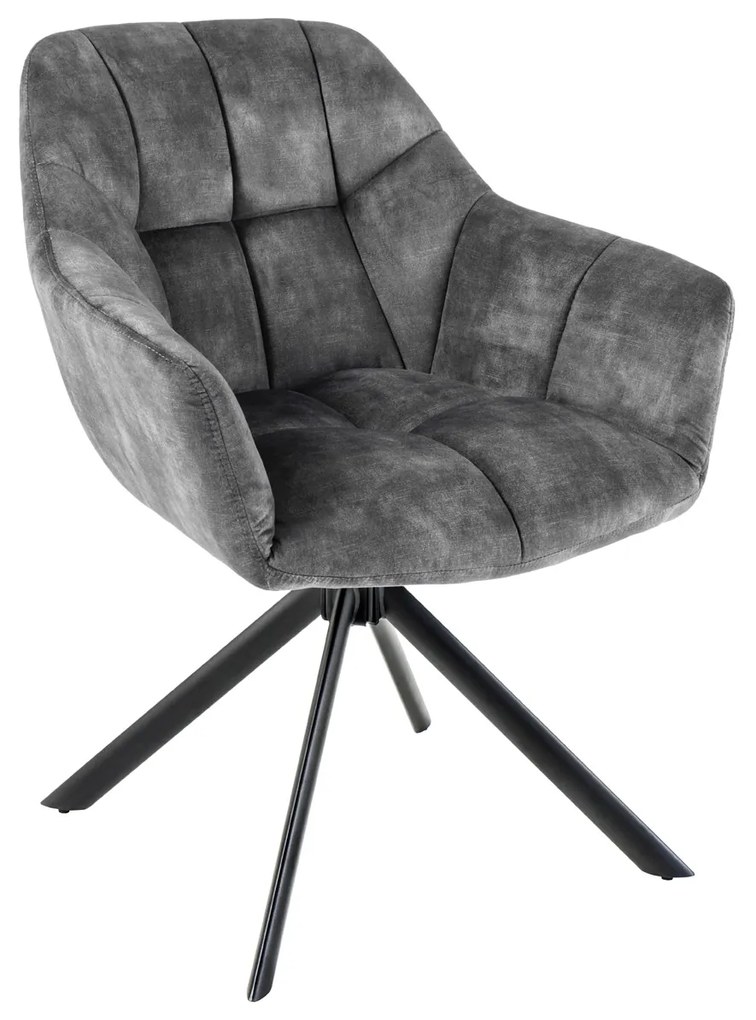 Stolička Papillon velvet svetlo šedá otočná