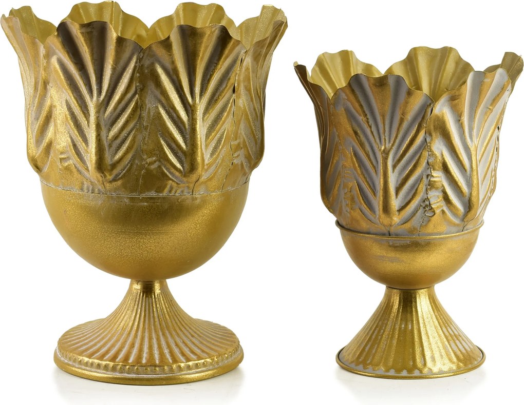 Sada 2 ks květináčů MARINA I zlatá