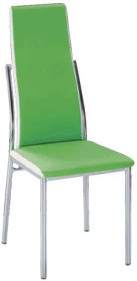 Jedálenská stolička, ekokoža zelená, biela/chróm, ZORA