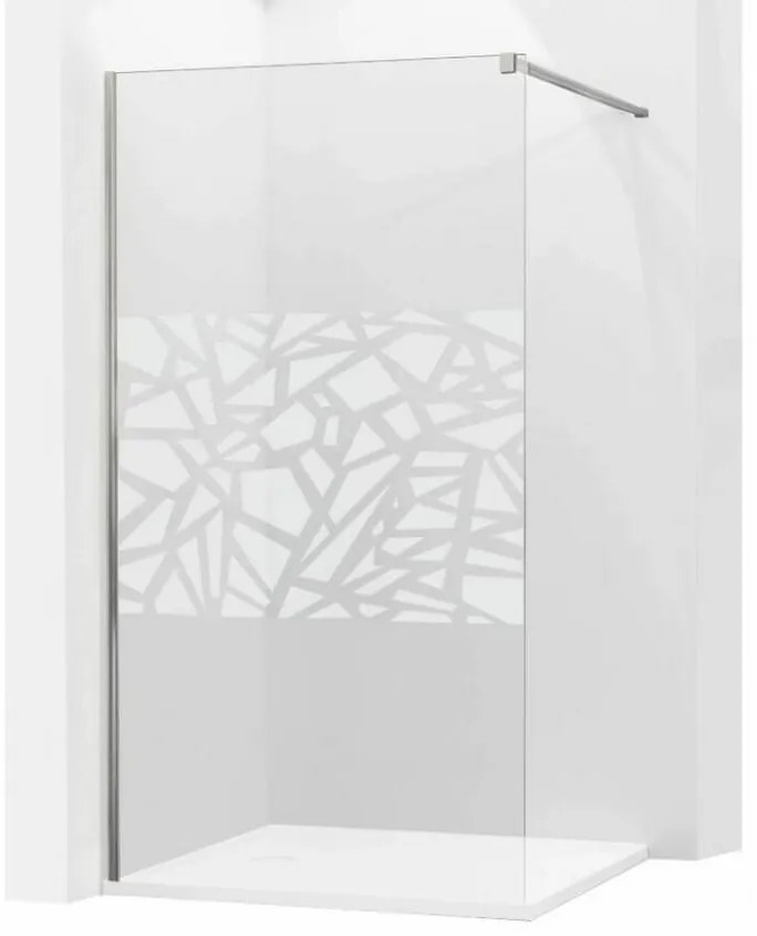 Mexen Kioto, sprchová zástena typu WALK-IN 140x200 cm, 8mm sklo s bielym vzorom, 800-140-000-00-85