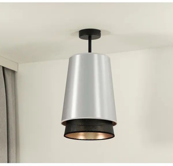 Duolla - Prisadený luster BELL SHINY 1xE27/15W/230V pr. 25 cm strieborná/čierna