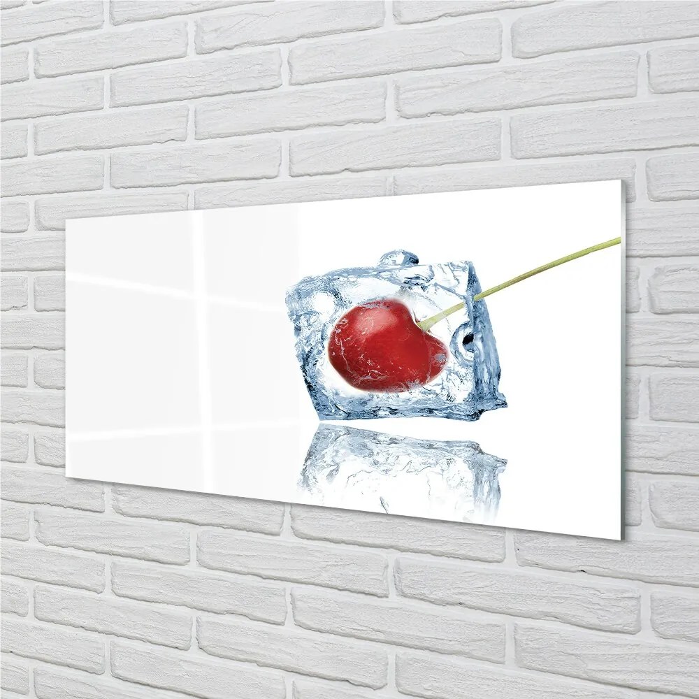 Obraz na skle Kocka ľadu cherry 125x50 cm