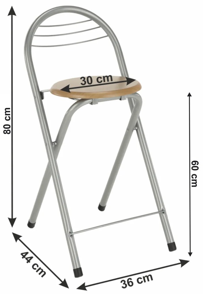 Barová stolička Boxer - buk / aluminium
