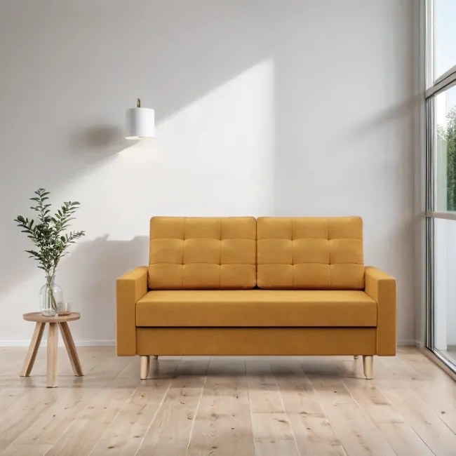 Dvojmiestna pohovka BLANK Elegant rozkladacia, žltá