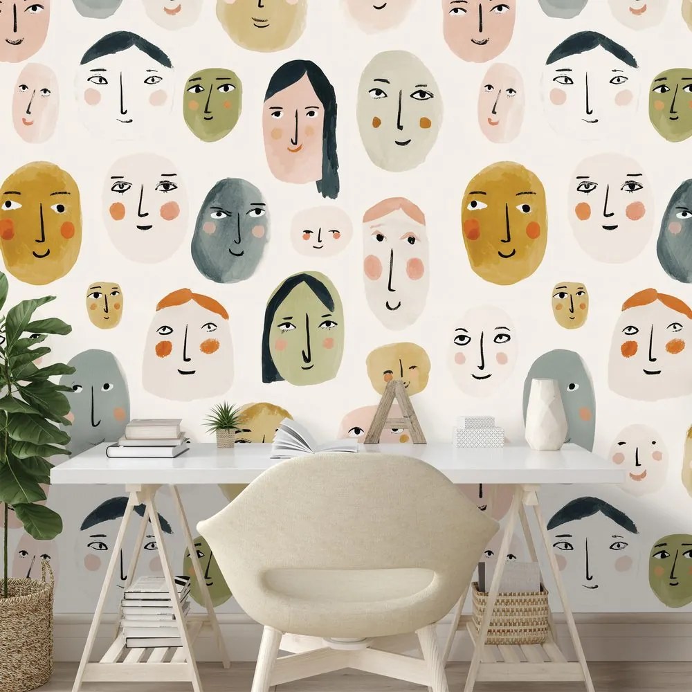 Samolepiaca tapeta farebné abstraktné tváre