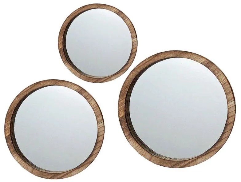 Zrkadlo Jones, hnedé, sada 3ks