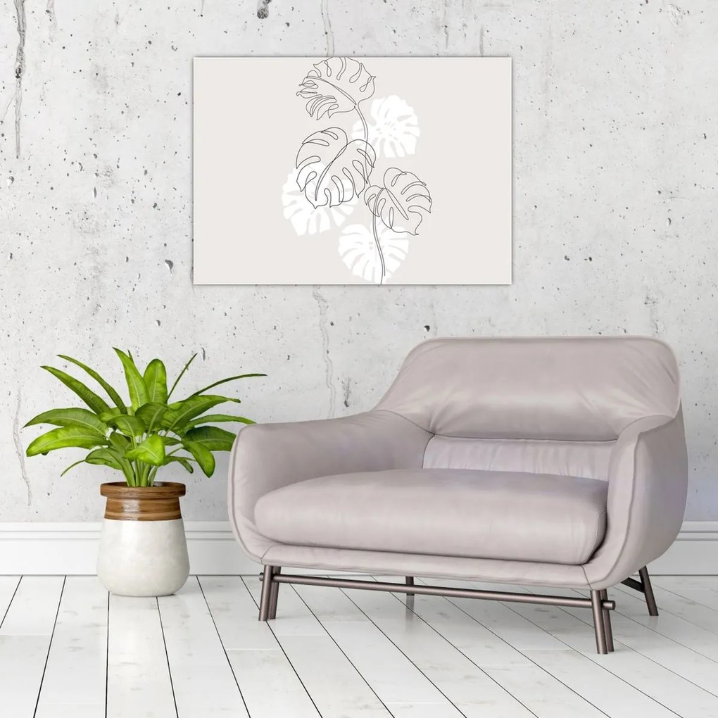 Obraz - Line art monstera N⁰3 (70x50 cm)