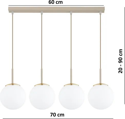 BRILAGI - Závesný luster MILO na lanku 4xE27/60W/230V béžová/zlatá