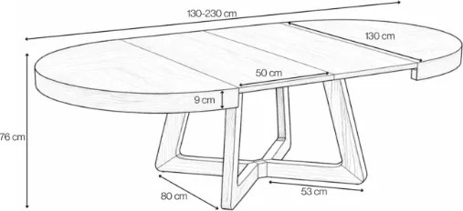 Rozkladací jedálenský stôl OLIA 130-230cm dub