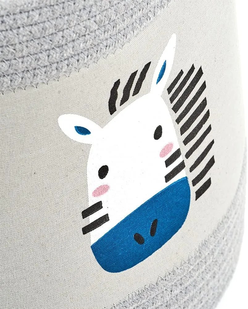 Textilní úložný vak, pytel, koš s motivem zebry, s madly ZEBRA