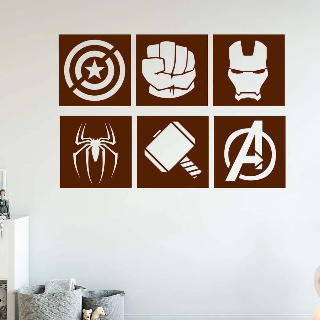 Veselá Stena Samolepka Znaky Avengers sada Farba: zelená, Veľkosť: 80 x 54 cm