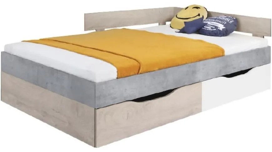 Posteľ  Sigma  betón/biela/dub 124 SI16