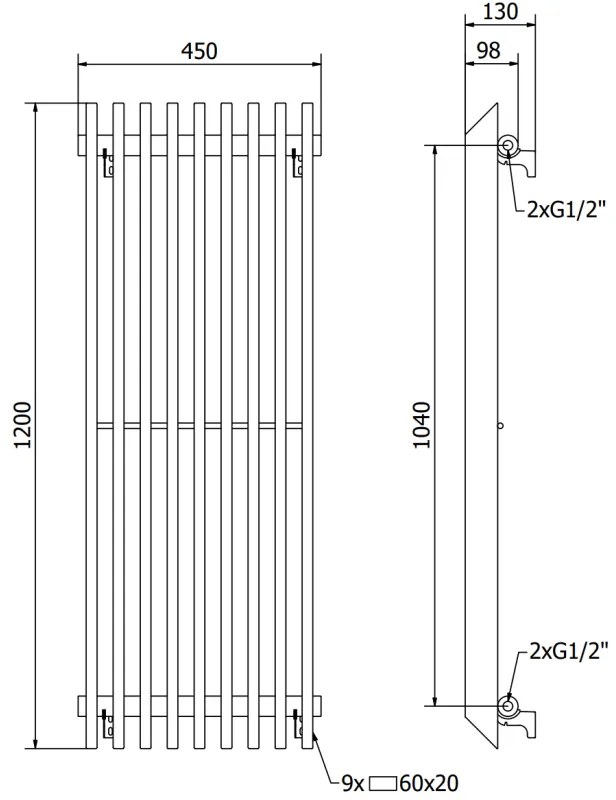 Mexen Aurora, vykurovacie teleso 1200x450 mm, 917 W, biela, W212-1200-450-00-20