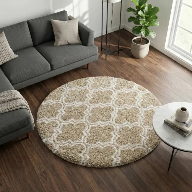 Protišmykový koberec DECOR béžový kruh