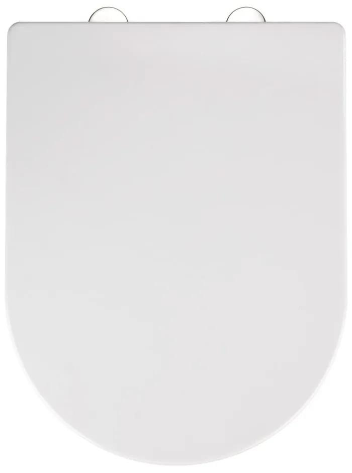 Biele WC sedadlo s jednoduchým zatváraním Wenko Calla, 47 × 35,5 cm