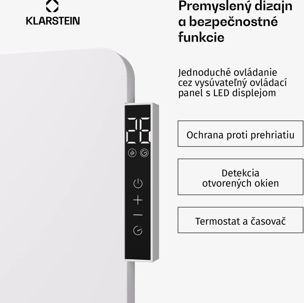Klarstein Hybridné infračervené kúrenie Wonderbeam | 900 W | 8–16 m² | Moderný dizajn | 60 × 108 cm