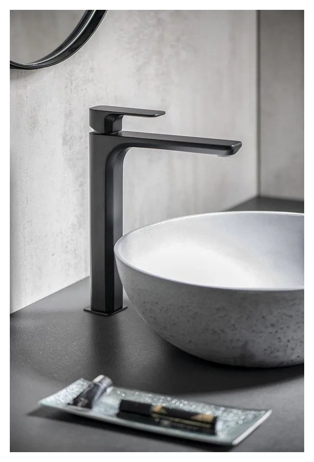 Matne čierna stojančeková umývadlová batéria Spy – Sapho