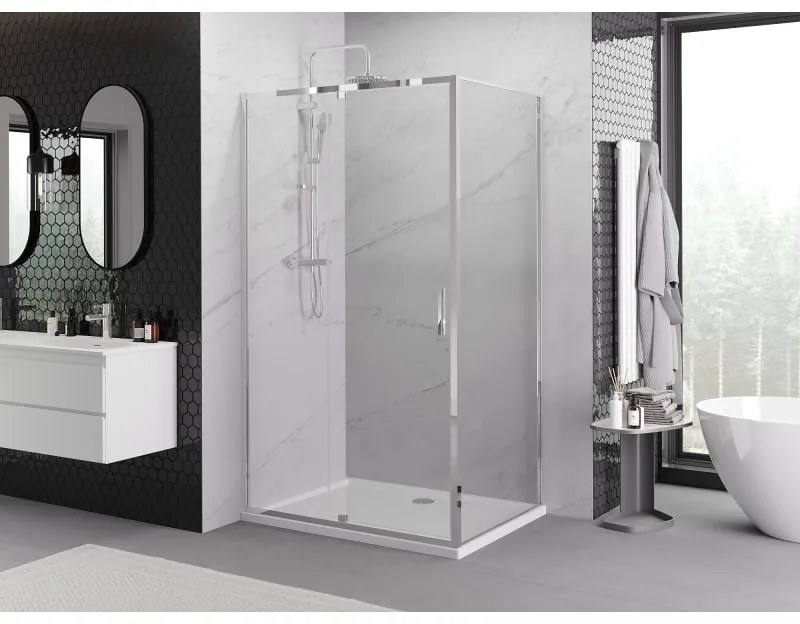 Mexen Exo, sprchovací kút s krídlovými dverami 125 x 70 cm, 6mm číre sklo, chrómový profil, 819-125-070-01-00