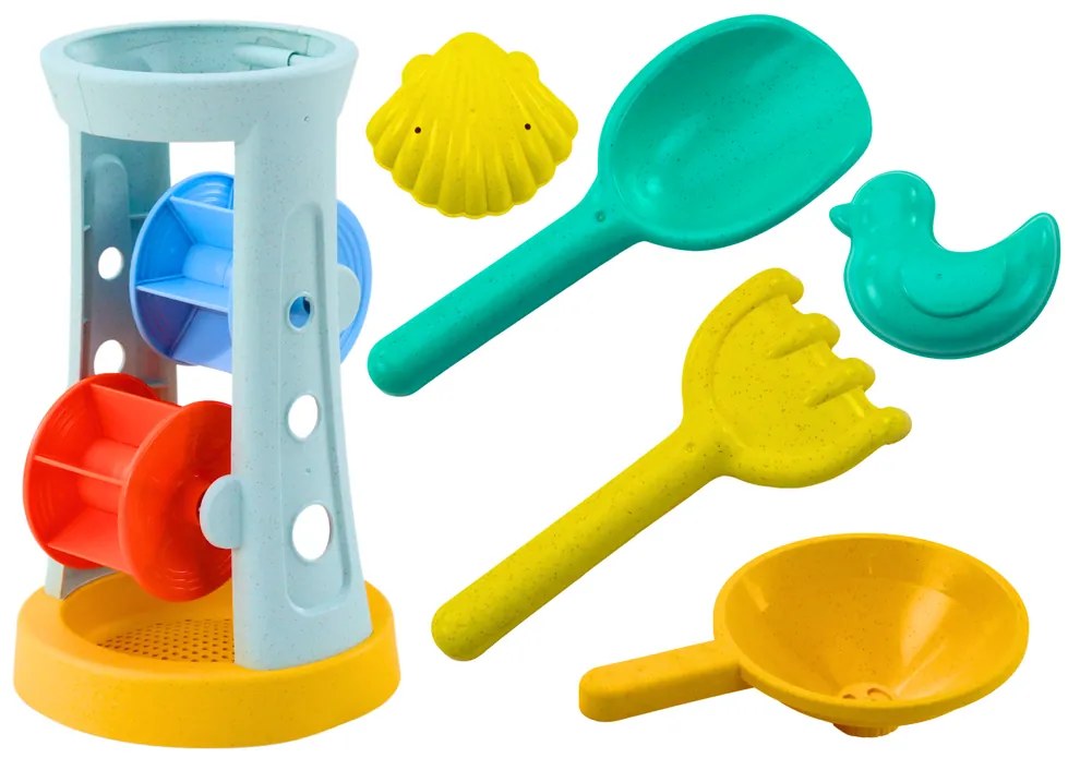 LEAN TOYS Sada hračiek do piesku – mlyn, náradie a formičky