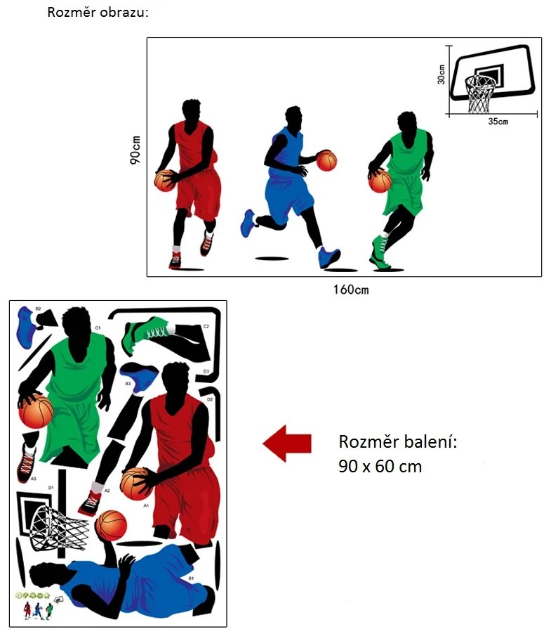 Veselá Stena Samolepka na stenu na stenu Hráči basketbalu