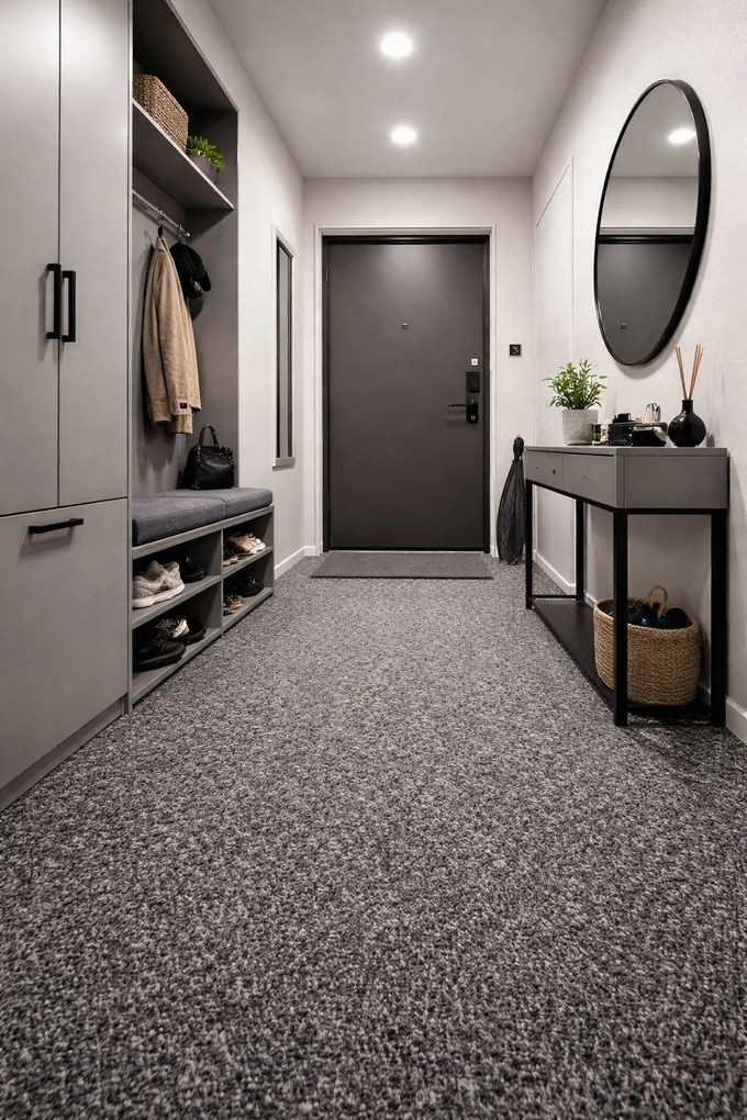 Metrážny koberec Lindau 50 čierny, záťažový, na mieru, šíře 2m,4m, šedá, resine, kancelária, Den Braven