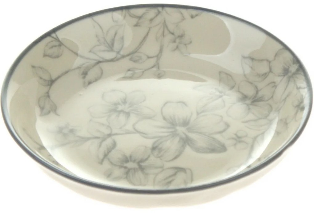 Súprava 6 dezertných tanierov Nežné kvety 10 cm, sivá