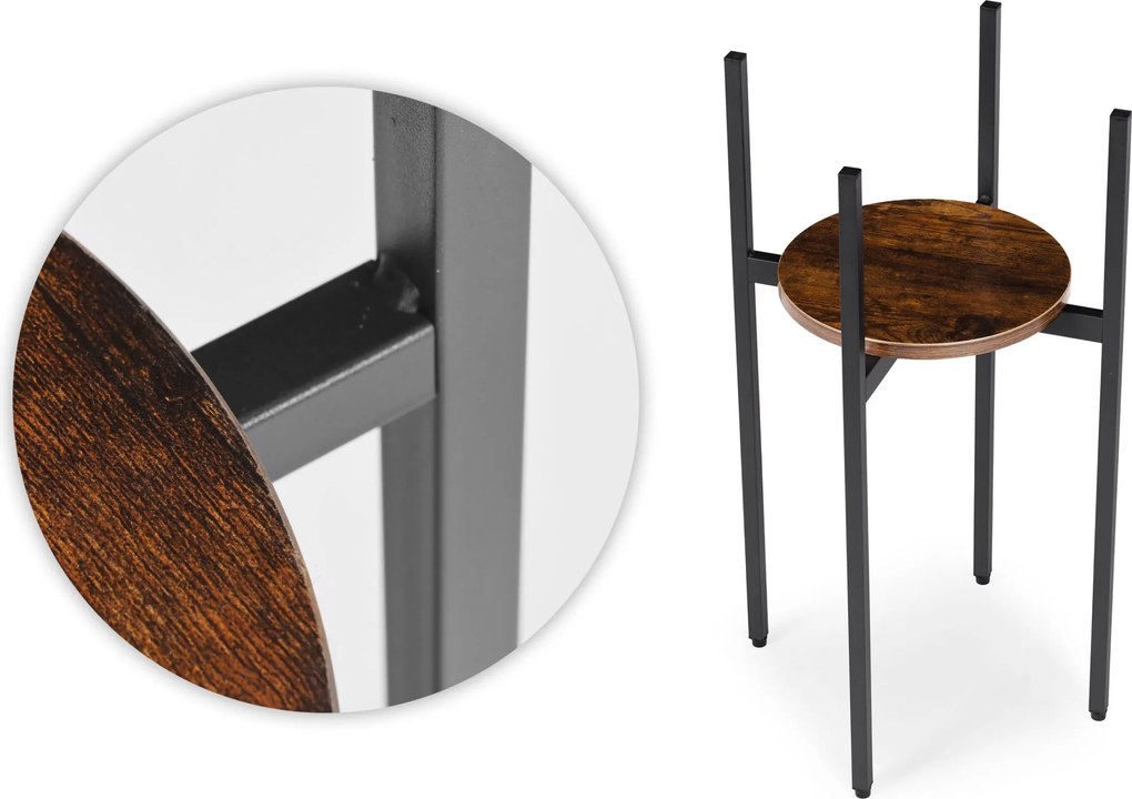 Stojan na květiny THEO 61,5x30 cm černý/hnědý