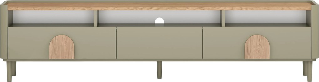 TV skrinka Amilio 200 cm na nožičkách - eukalyptus / dub baltic dune / dub prírodný