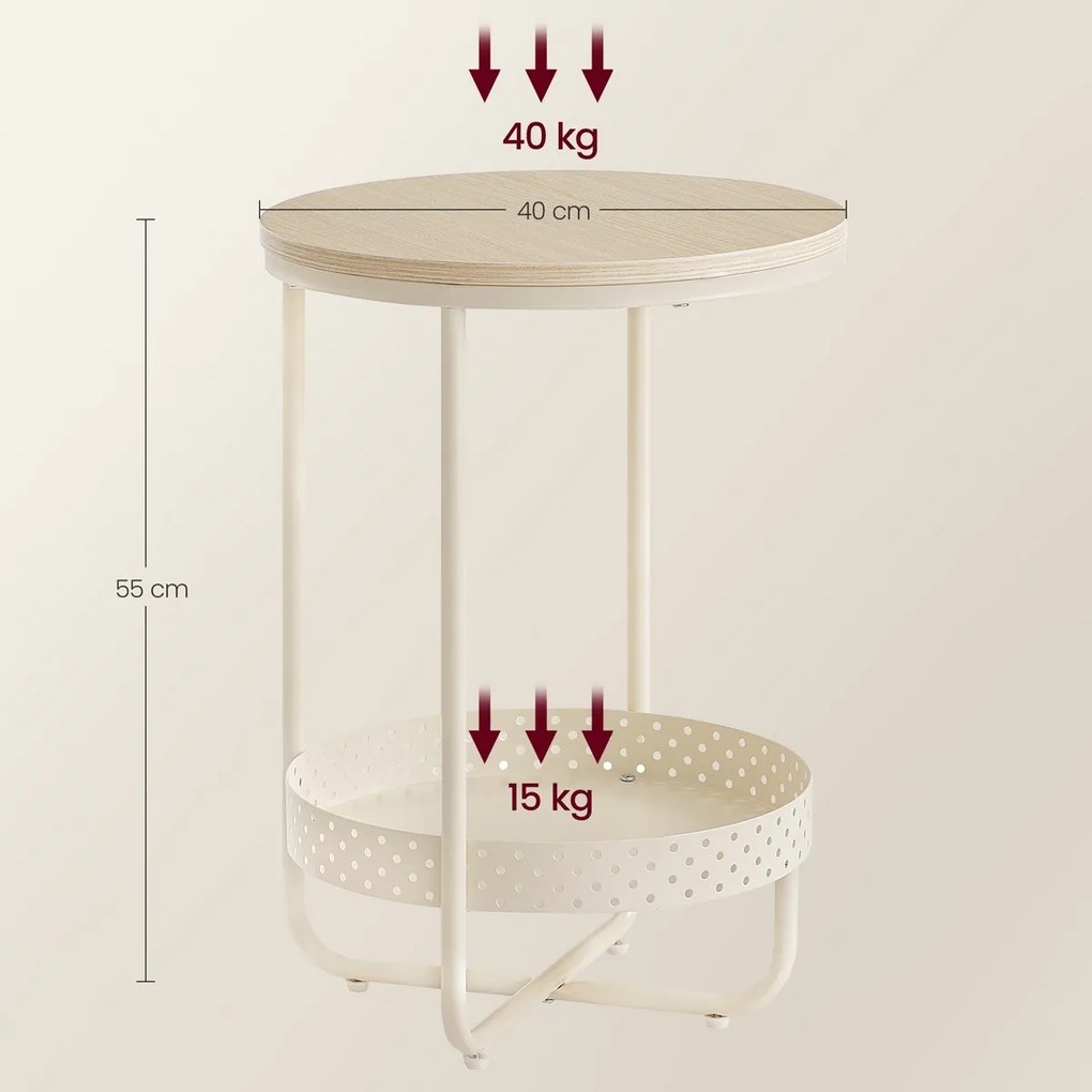 Odkladací stolík E1015 CRM, krémová