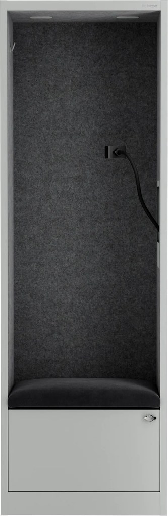 Akustická kabína SALLY MentalBox 600 mm – sivý korpus, tmavosivé sedadlo