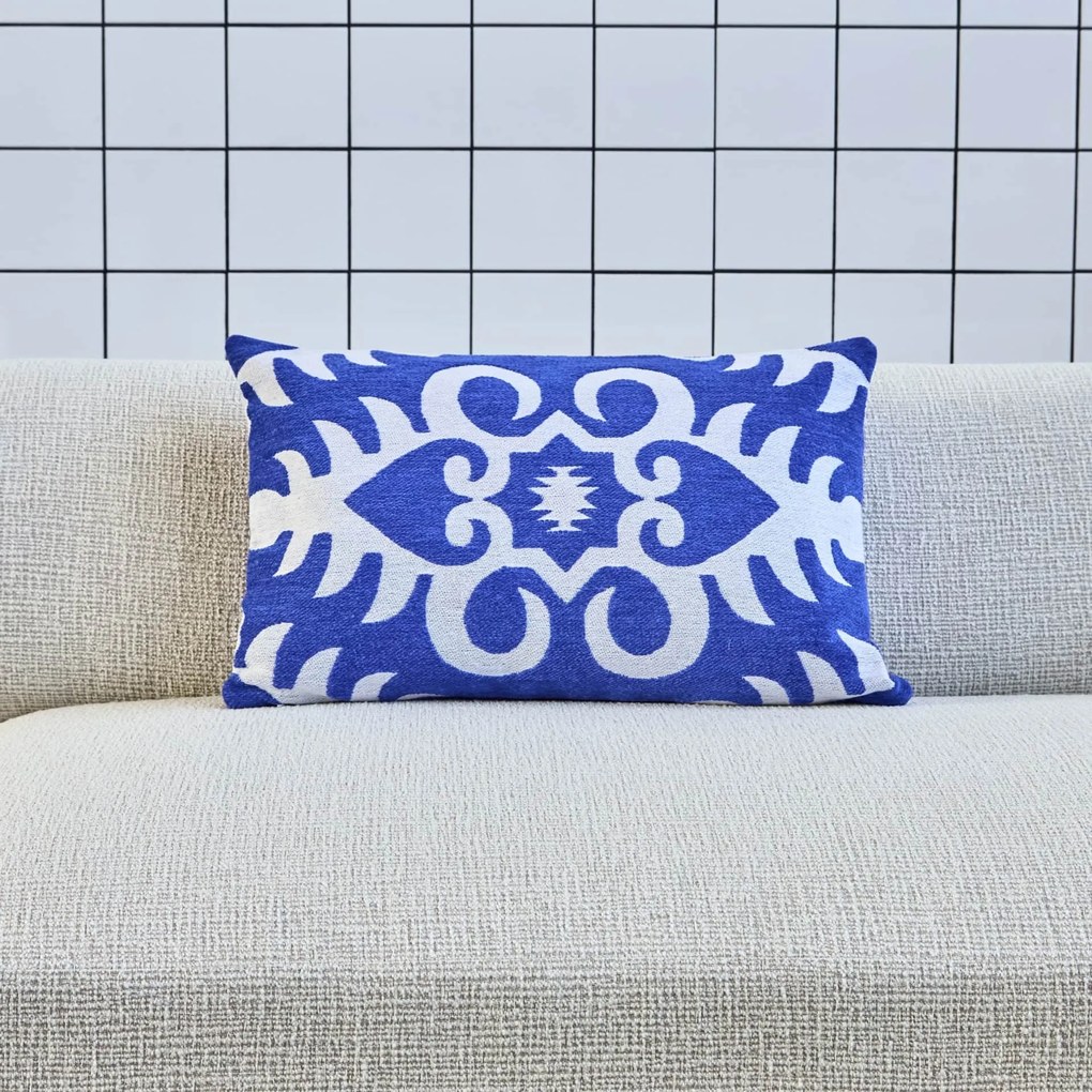 House Doctor Bavlnený poťah na vankúš Amici Blue 60 x 40 cm