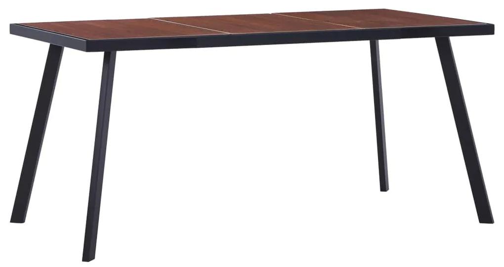Jedálenský stôl, tmavé drevo a čierna 160x80x75 cm, MDF