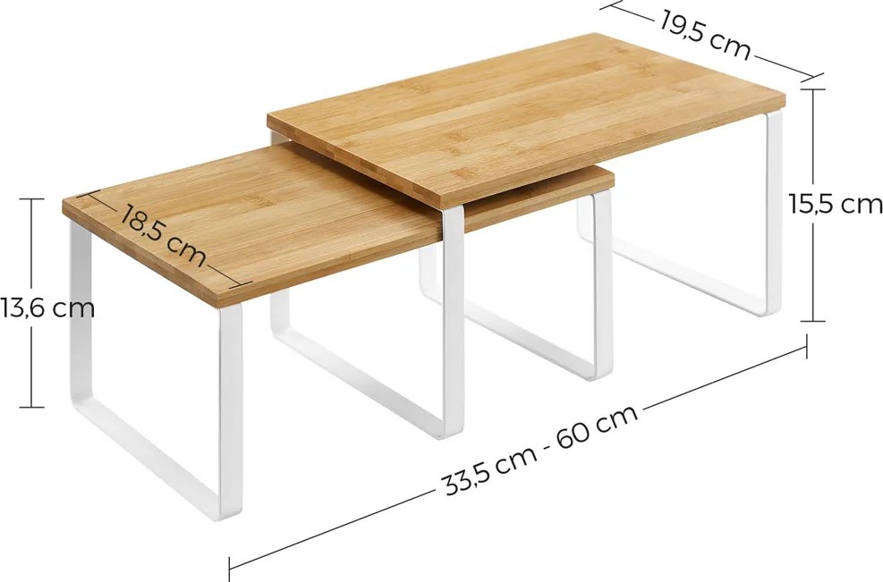 Sada bambusových organizérov CEZAR, 2ks, hnedá/biela SongmicsHome