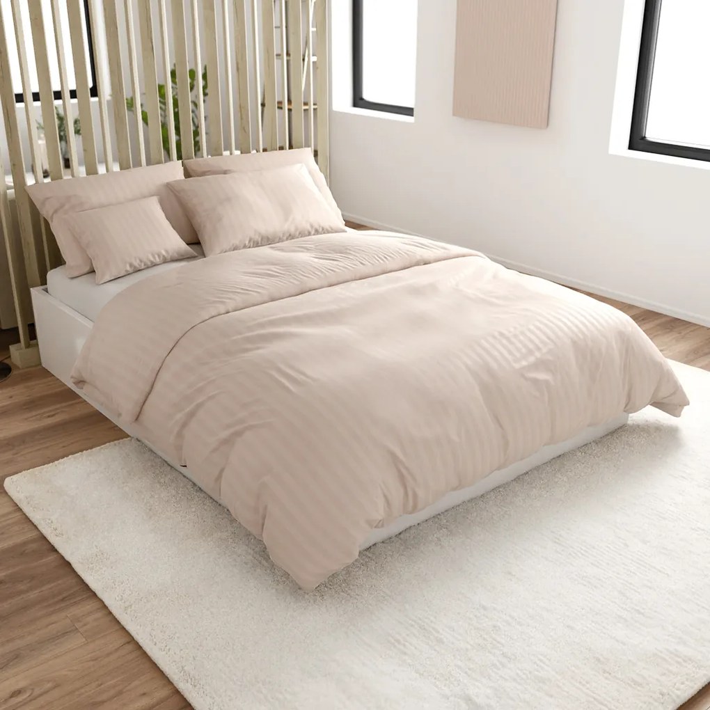 Hotelové obliečky z mikrovlákna JASMINE šampanské - prúžok 2 cm, hotelové vrecko Rozmer obliečky: 70 x 90 cm | 140 x 200 cm