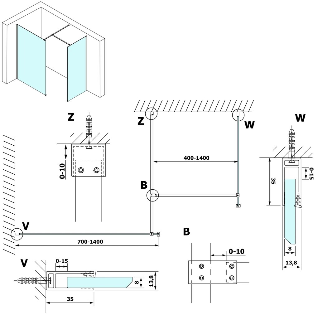 Gelco, VARIO číre sklo 1400x2000mm, GX1214