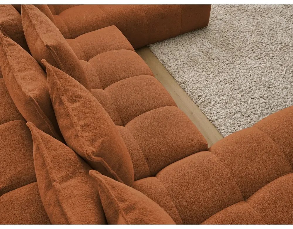 Terakotová ženilková rozkladacia/s úložným priestorom rohová pohovka (pravý roh/do tvaru "U") Everest – Bobochic Paris