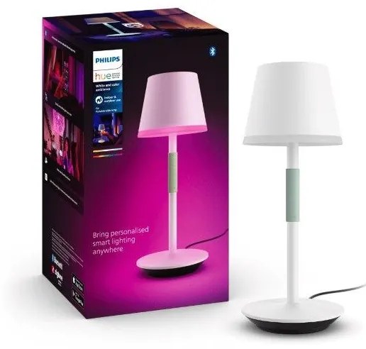 8719514404571 Philips HUE Go prenosná dotyková stolná lampička LED 36cm 6,2W/530lm CCT RGB IP54 biela bluetooth vrátane batérie