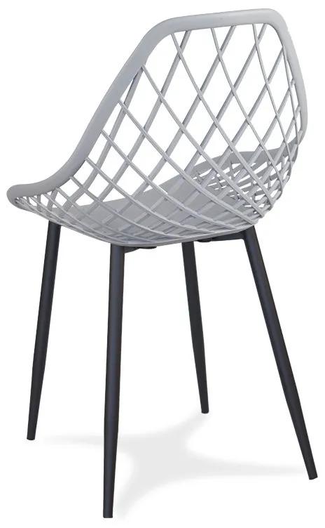 Dekorstudio Jedálenská stolička OSLO sivá na čiernych kovových nohách