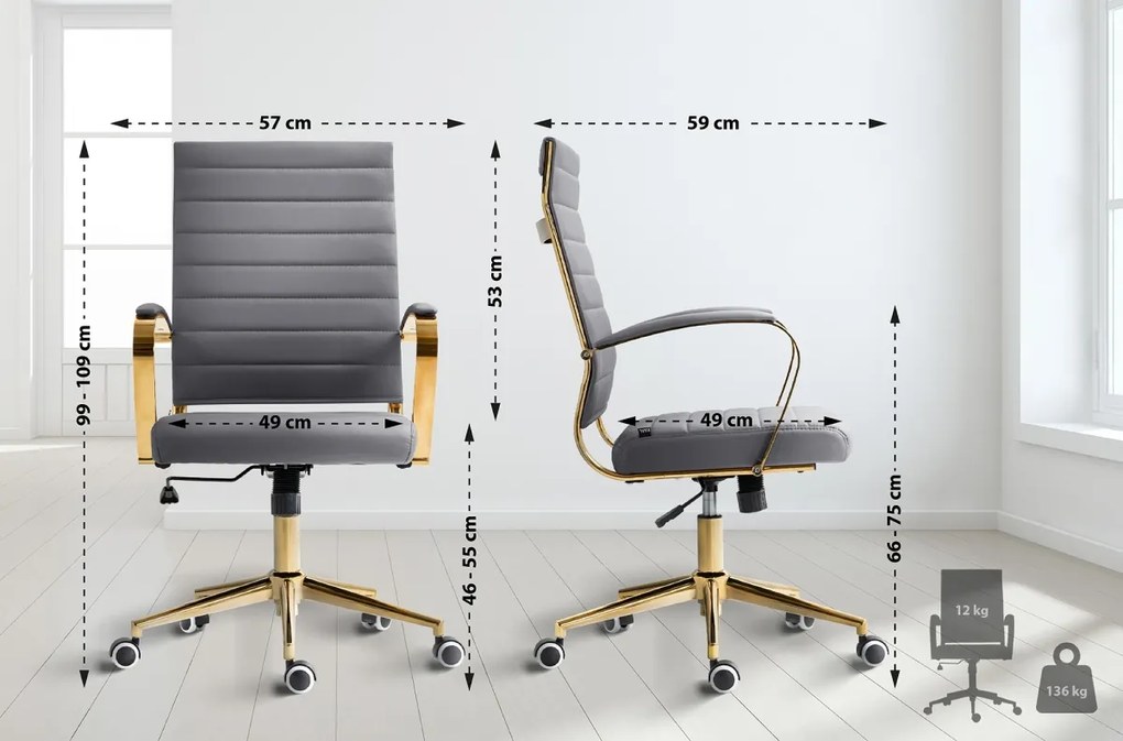Design-Shop Kancelárska stolička Havanna - koženka - Sivá