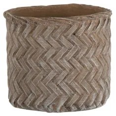 Hnedý cementový kvetináč Taupe -imitace tkaného kvetináče L - Ø *19,5*17,5 cm