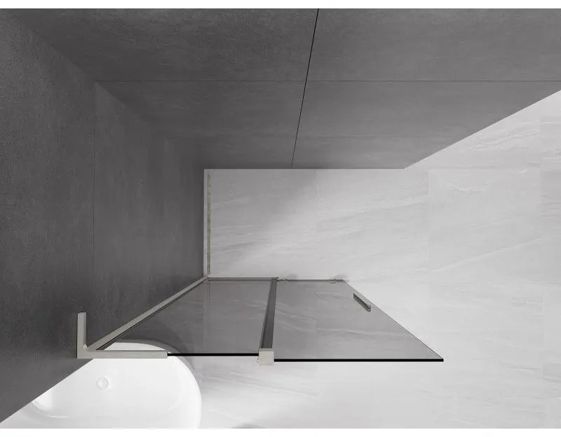 Mexen Velar L, posuvná sprchová zástena Walk-in 90 x 200 cm, 8mm šedé sklo, brúsená oceľ, 871-090-003-43-97