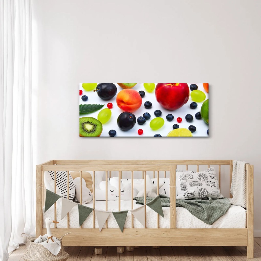 Obraz ovocia s kvapkami vody (120x50 cm)