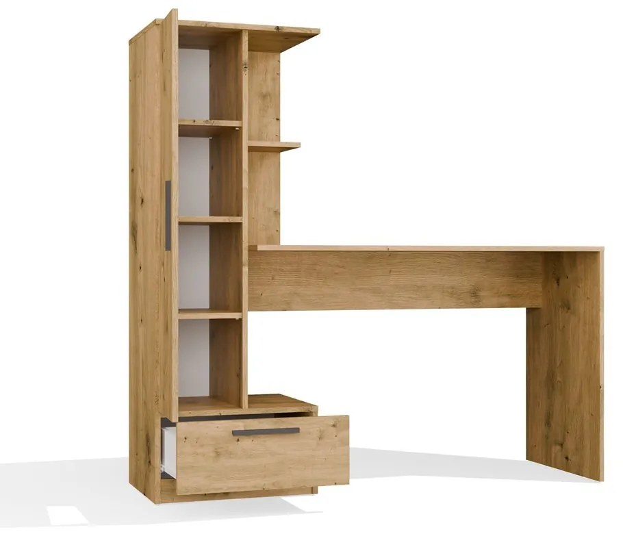 Písací stôl so vstavanou skriňou a policami COSMO dub artisan