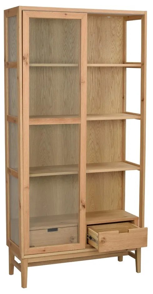 Vitrína v dekore duba s posuvnými dverami v prírodnej farbe 100x203 cm Hazelton – Rowico