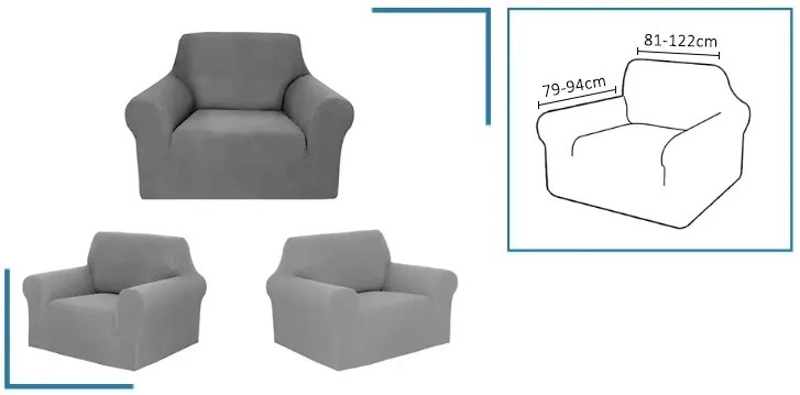 Napínací poťah na kreslo VELTO Farba: Modrosivá