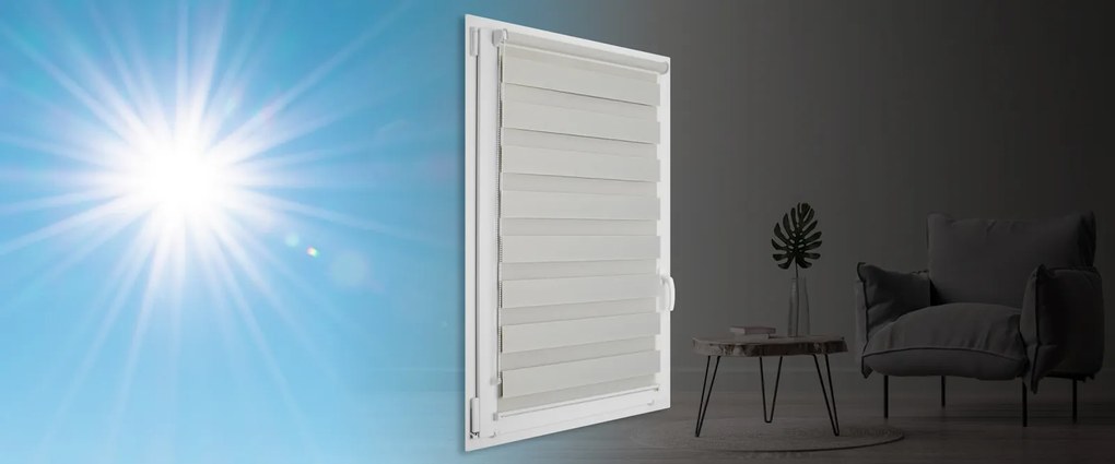 Dekodum Zatemňovacia Roleta Deň a Noc Strieborná Šířka (cm): 55, Dĺžka (cm): 150, Strana a farba mechanizmu: Práva – Biela